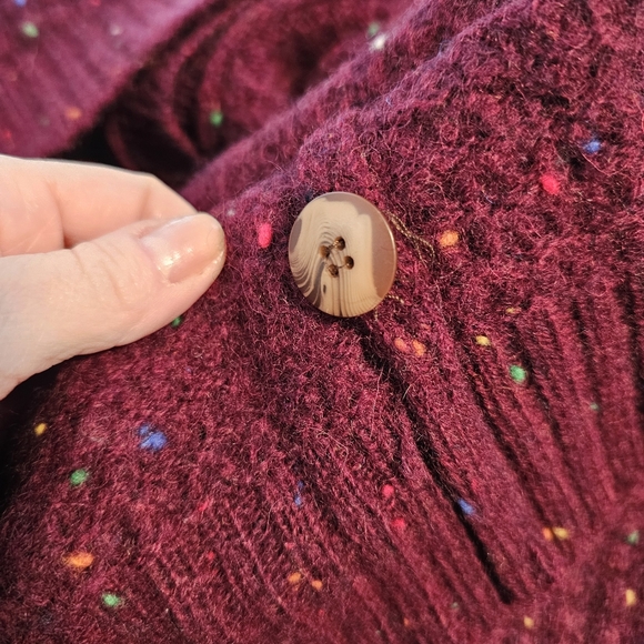 Vintage SEARS 100% Shetland Wool Cardigan, Maroon, Size Medium - Picture 6 of 6